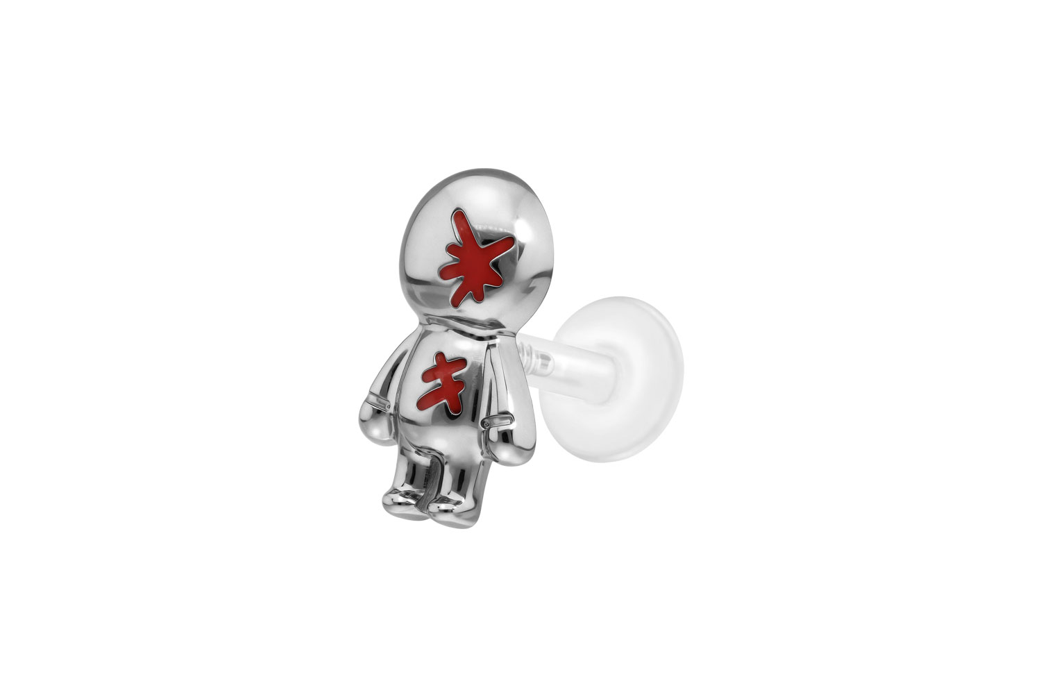 PTFE Labret Piercing mit Innengewinde + Titan-Aufsatz PUPPE